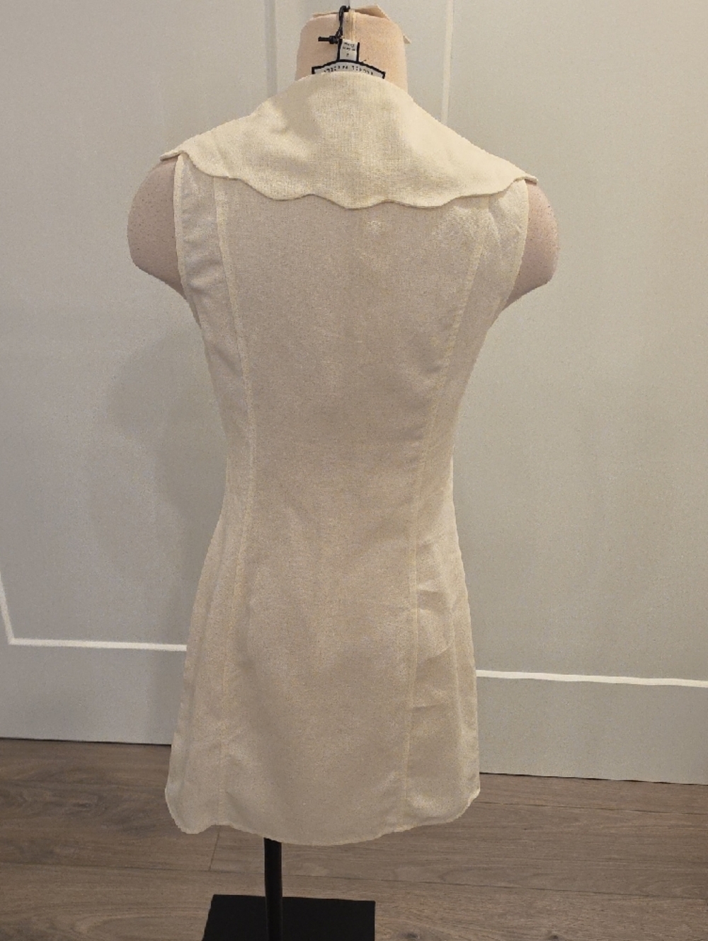 Rachel Parcell White linen blend Ruffle collar Mini Dress size S new with tags - Picture 7 of 12